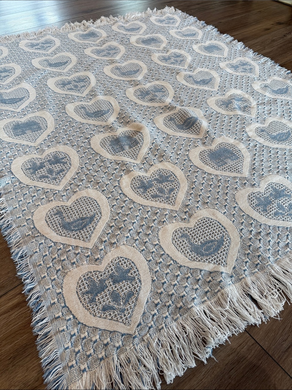 Handwoven Heart Pattern Tapestry Throw Blanket - 47x57